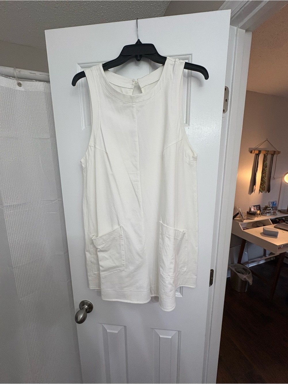 Ash Cream Sleeveless Tunic with Front Pockets